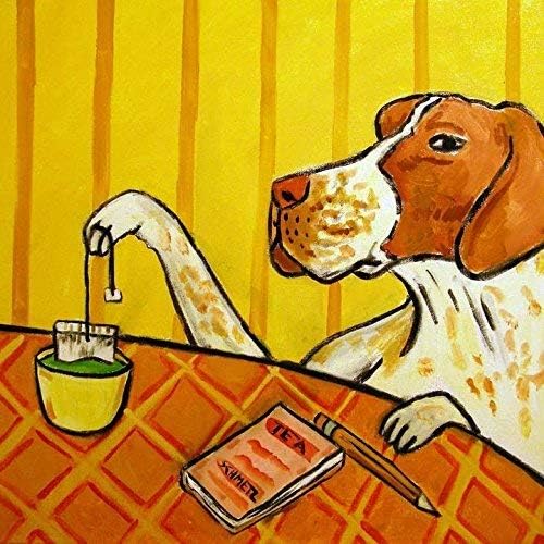 Pointer steeping tea cafe decor dog art tile coaster giftdecor dog art tile coaster gift