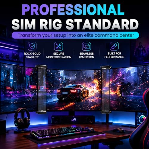 Image of Universal Bezel Free Kit for 21-35 inch Triple Monitor Setup, Monitor Bezel Hider for Curved & Flat Screens, Optical Refraction Lens for Seamless Display, Compatible with Sim Racing & Flight Sim (1 Pair)