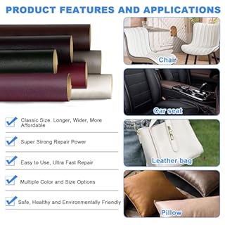 Pelle Adesiva per Riparazioni, 20 X 200 cm Ecopelle Adesiva, Kit Riparazione Pelle, Similpelle adesiva, Finta Pelle Adesiva per Divani Auto, Nero