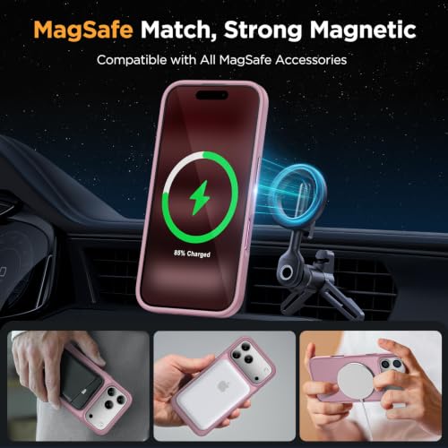 Image of Miracase Magnetic for iPhone 17 Pro Hard Shell Case 6.3 inch & Screen Protector, [Compatible with MagSafe] Military-Grade Protection, Anti-Fingerprint, Slim Thin Phone Case for 17 Pro Cover, Blackcurrant