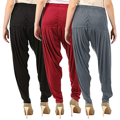 Image of Buy That Trendz Patiyala Pants for Women 3 Combo Patiyala Salwar Harem Viscose Bottoms Pants for Women