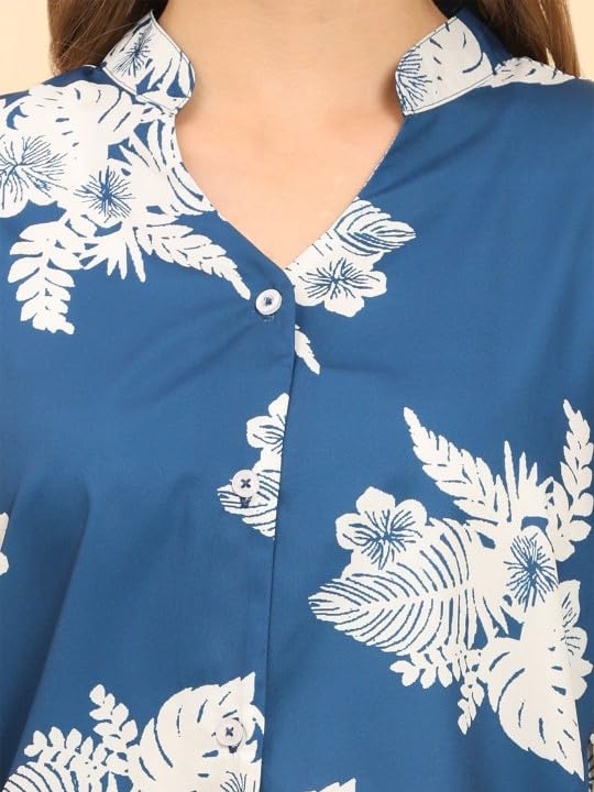 Image of Trendy Queen Printed Straight Mandarin Neck Shirt for Women's | Tops for Woman Shirts | Shirt for Women Stylish Western (SD780 S)