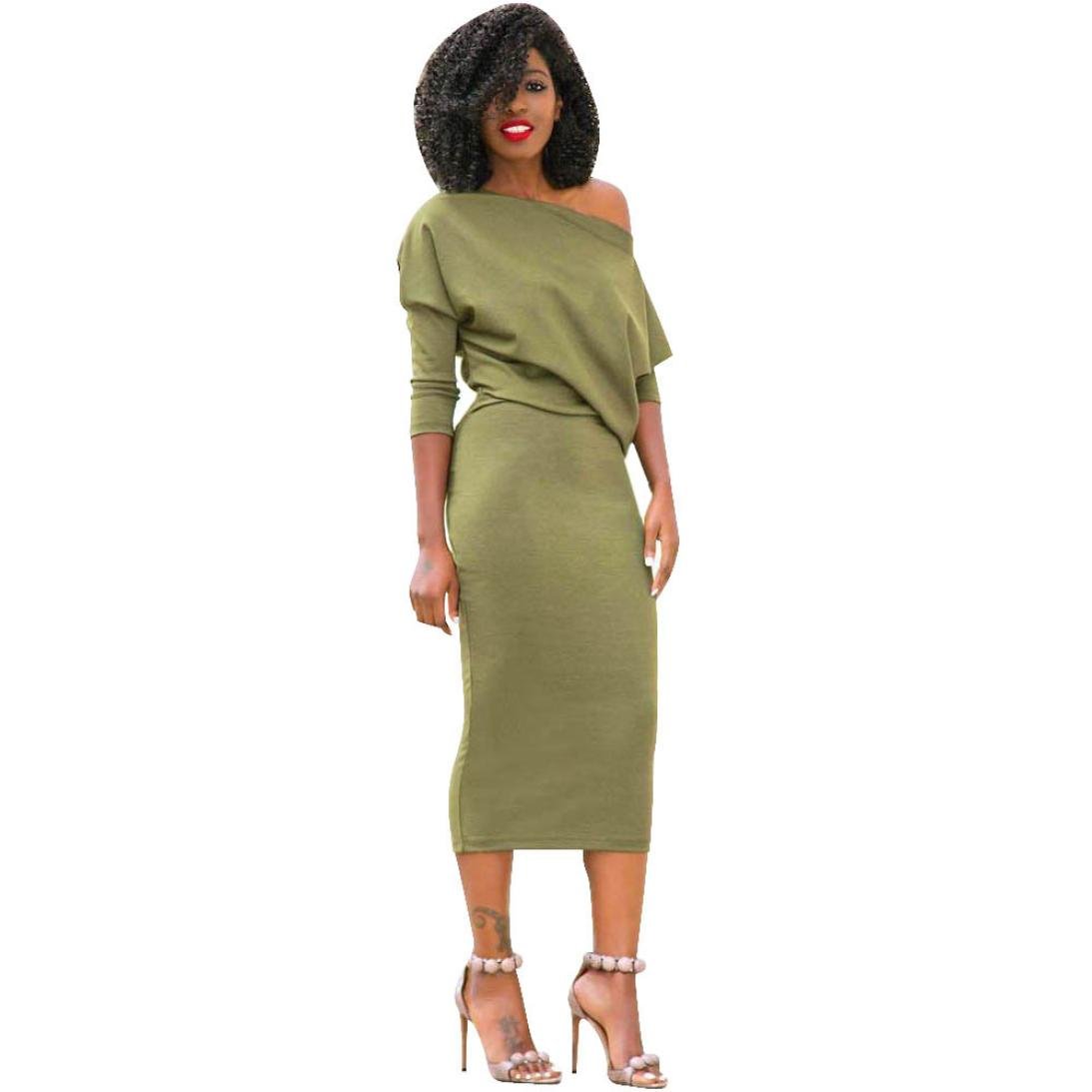 Dresses Women Fashion One Off Shoulder Bodycon Long Sleeve Midi |  Desertcart Belize