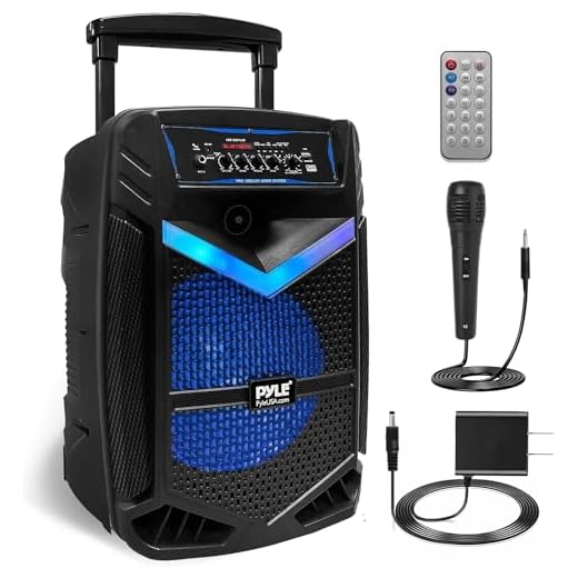 PYLE Sistema de Altavoces, PA, 800W, Bluetooth, portatil, Recargable, Exteriores, subwoofer de 12”, Tweeter de 1”, función de grabación, micrófono, Luces de Fiesta, Radio USB/SD, Color Negro
