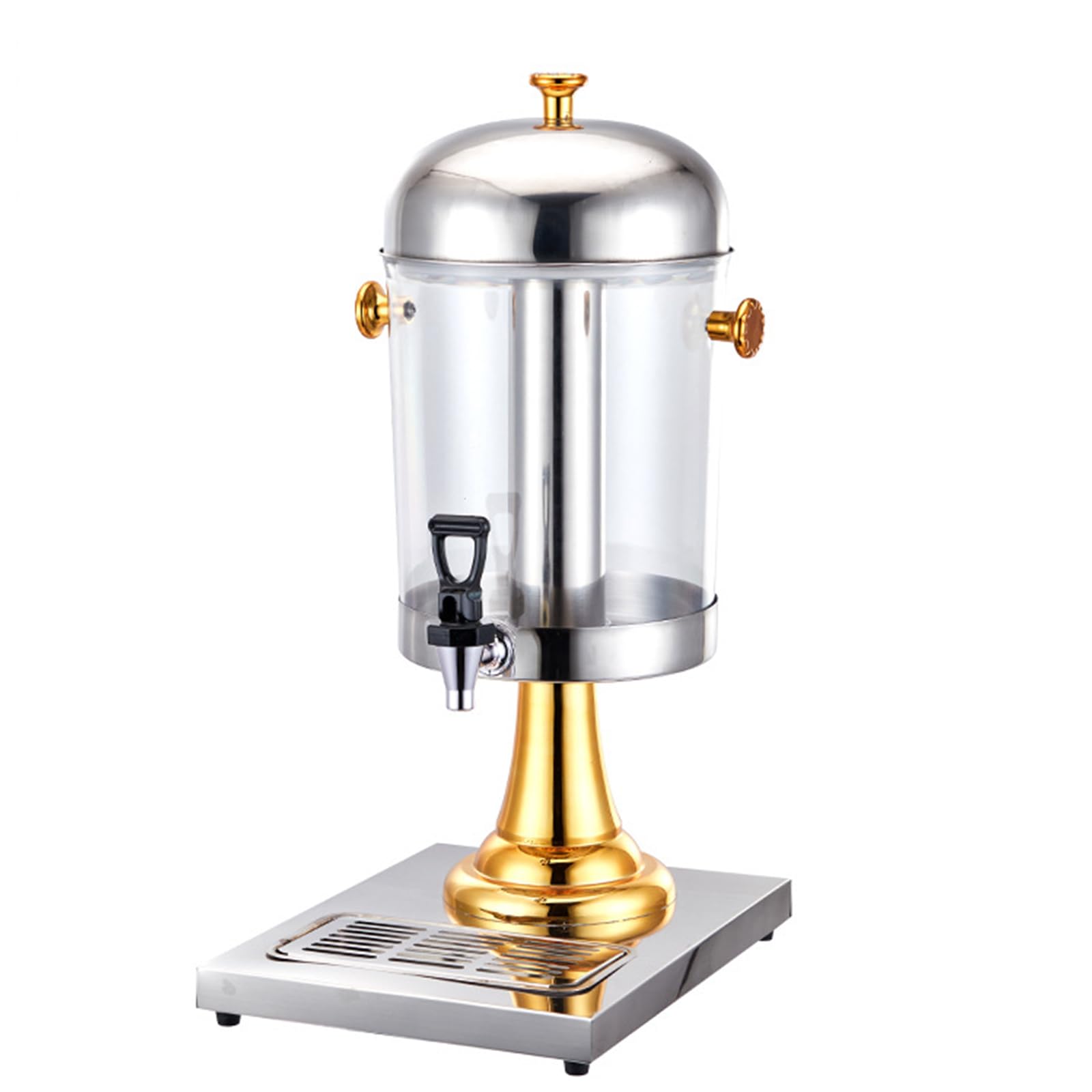 Dispenser per succhi di frutta, in acciaio inox, con rubinetto e contenitore per ghiaccio, per servire bevande fredde e calde, cocktail, acqua e rinfreschi refrigerati