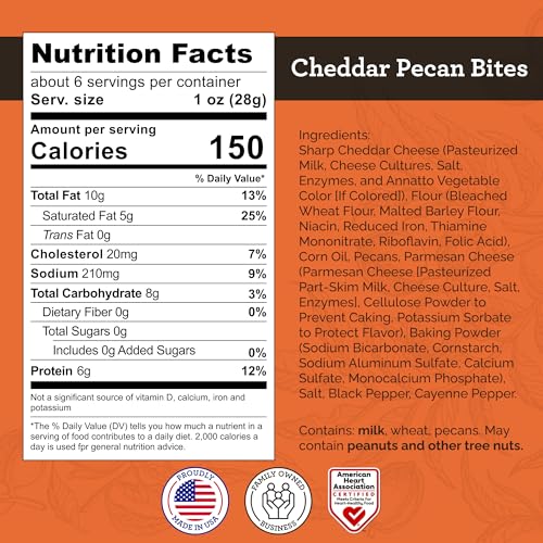Image of HUDSON PECAN COMPANY Cheddar Pecan Bites Rich Sharp Cheddar w /Pecan Pieces