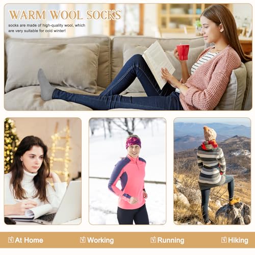 Image of iCamter 4 Pairs Womens Wool Socks - Soft, Thick, Warm Thermal Boot Winter Socks for Gifts