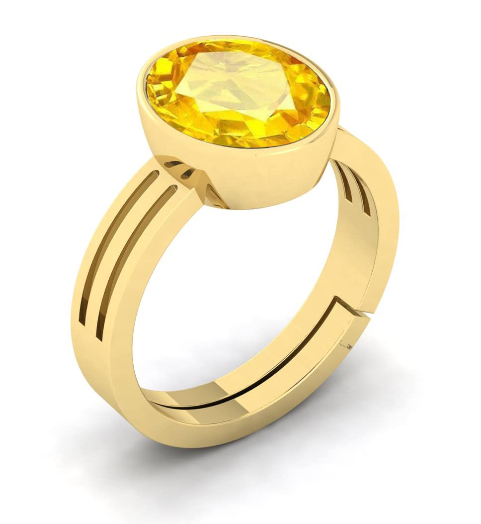 YELLOW SAPPHIRE RING Certified Natural 10.00 Ratti Certified Unheated Untreatet Yellow Sapphire Pukhraj Gemstone Ring GOLD PLATED Ringfor Women's and Men's LAB -CERTIFIED-image-20