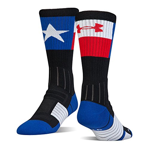 Under Armour Adult Unrivaled Novelty Crew Socks, 1-Pair , Black/Royal Texas , Large
