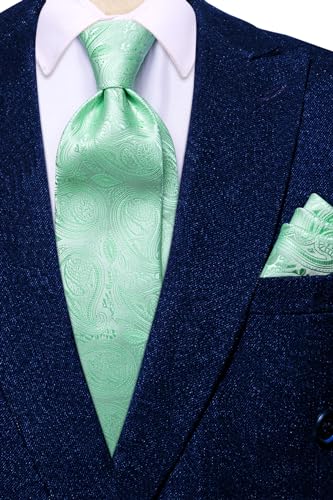 Image of Dubulle Mens Paisley Striped Tie Woven Necktie for Men and Handkerchief Cufflinks Set Wedding Formal Business
