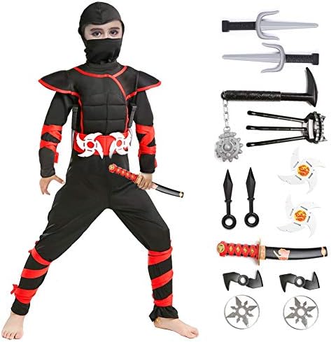 Halloween Ninja Costume for Boys Kids (Black, Small(3-4Y))