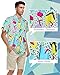 Zando Hawaiian Shirt for Men Green-Tangram Medium, Short Sleeve, Regular Fit, Button Down Collar, Casual, Summer