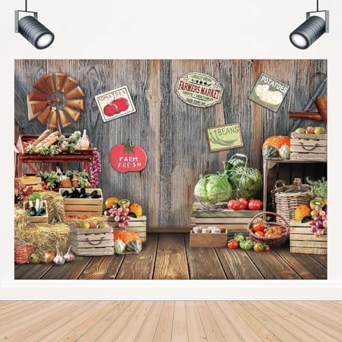 Fondo para fotografía Mercado de Agricultores 7x5 ft miniatura 1