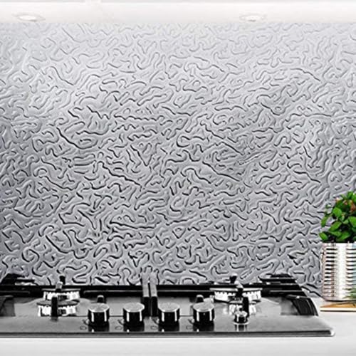 Autocollant en aluminium facile à appliquer pour crédence de cuisine, protège les murs et les appareils de la chaleur, de l'huile et de l'humidité (40 cm x 10 m)