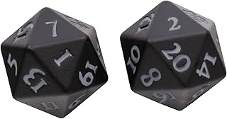 Ultra PRO - Vivid Heavy Metal Dice Set Black 2ct - Up Your Gaming 20 Sided Dice, Role Playing Games, Matte Finish