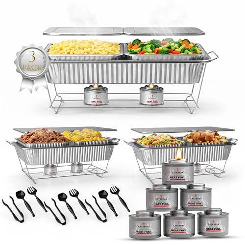 Disposable Chafing Dish Buffet Set for Buffets, Catering, 3 Rack 33 PCE Set