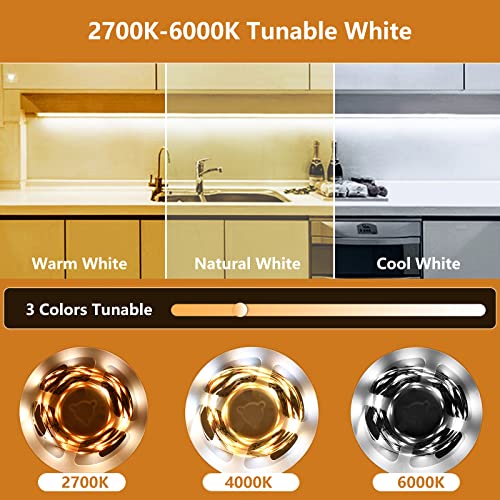 Lltop Under Cabinet Lighting, Tunable White 3 Color 6 Pcs Led Counter Strip Lights With Remote Control Dimmer And Adapter Dimmable Closet Lights Kit For Kitchen, Bedroom, Shelf, Showcase, Tv Back #TOP1