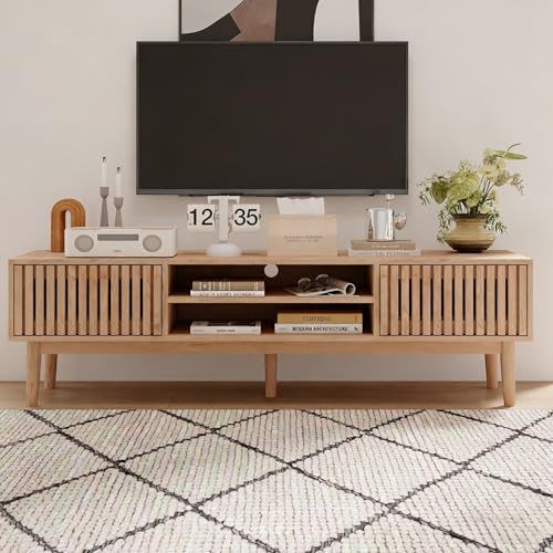 Mueble de TV con 2 puertas y estantes abiertos