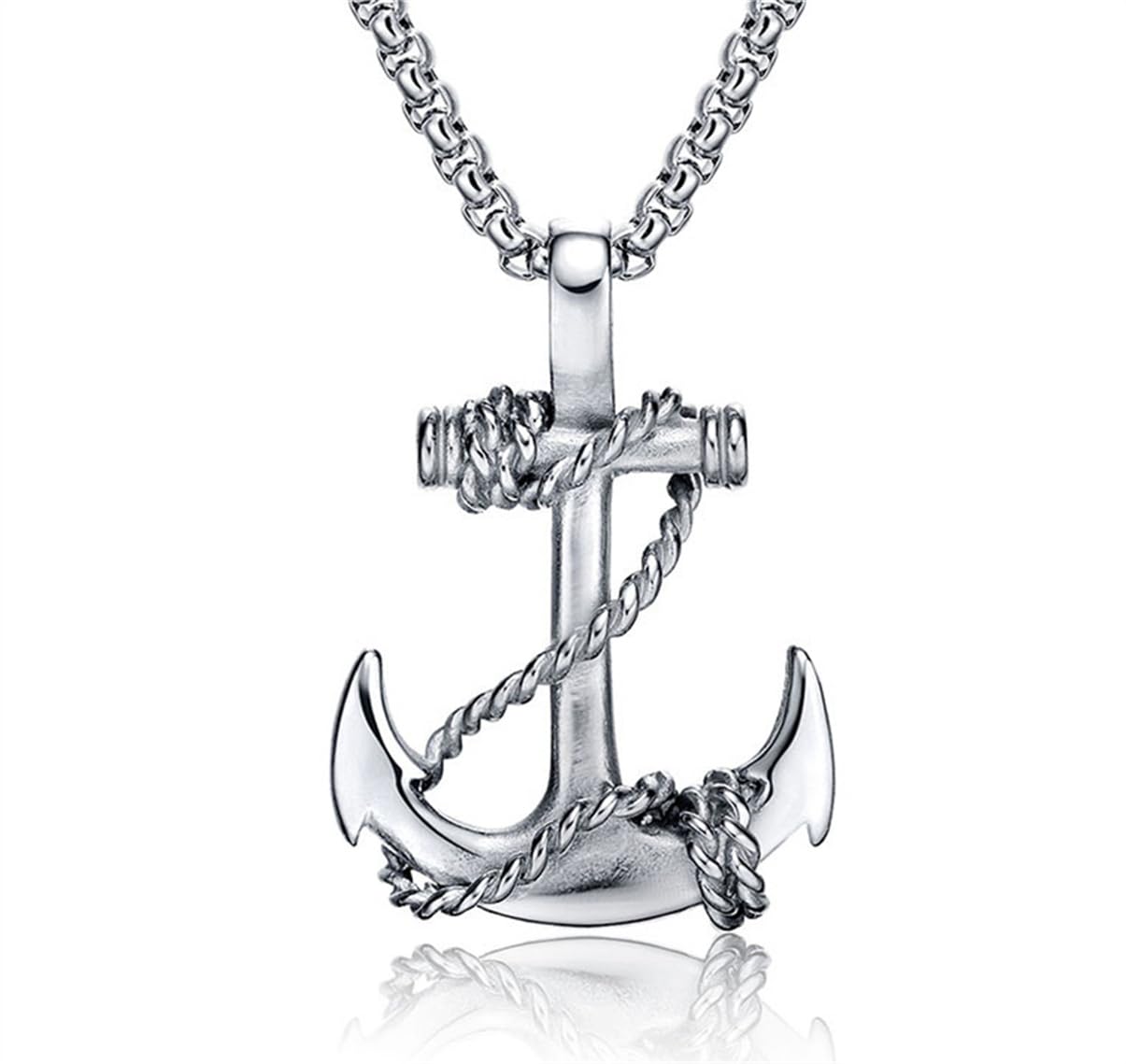 LXSSLY Anchor Necklace for Men,Vintage Pirate Necklace,Gothic Stainless Steel Pendant,Punk Anchor Chain Jewelry for Women