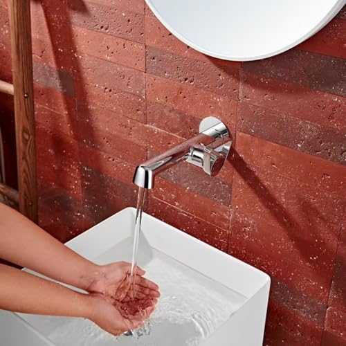 Mitigeur de lavabo mural chaud froid pour une salle de bain moderne et épurée