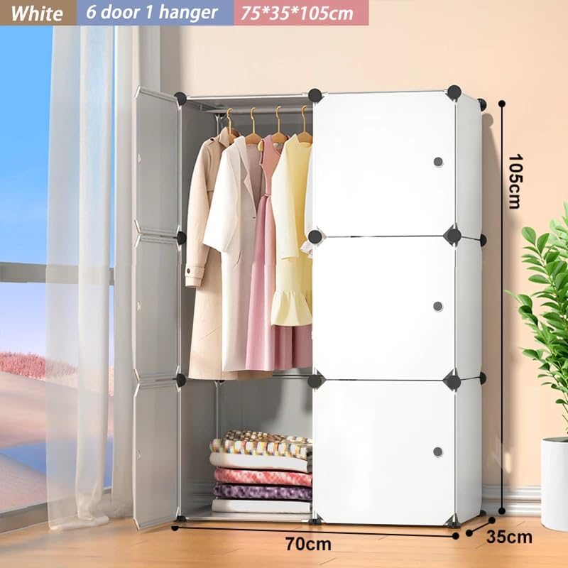 Image of Kids Plastic Collapsible Wardrobe Organizer for Storage | Cute Cartoon Design | Heavy Duty Cloth Organizer for Storage | Easy to Assemble | Perfect for Kids Room & Home (White)