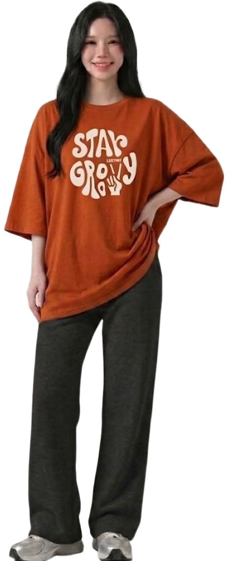 fasha Women Oversized T-Shirt and Lower Set TrackSuit for Women | Oversize Baggy Loose Fit T-Shirt with Joggers Track Pants |Printed Oversize Top with Lower Combo Set-picture-1