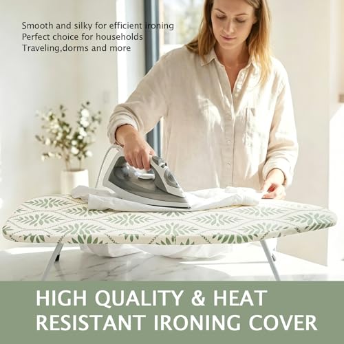 Image of SheeChung 12.5 inchx32 inch Small Ironing Board Cover and Pad,Fits Mini Table Top Ironing Board,Extra Thick Padding,Elastic Cord&Fasteners,Heat Resistance(Ironing Board Not Included)