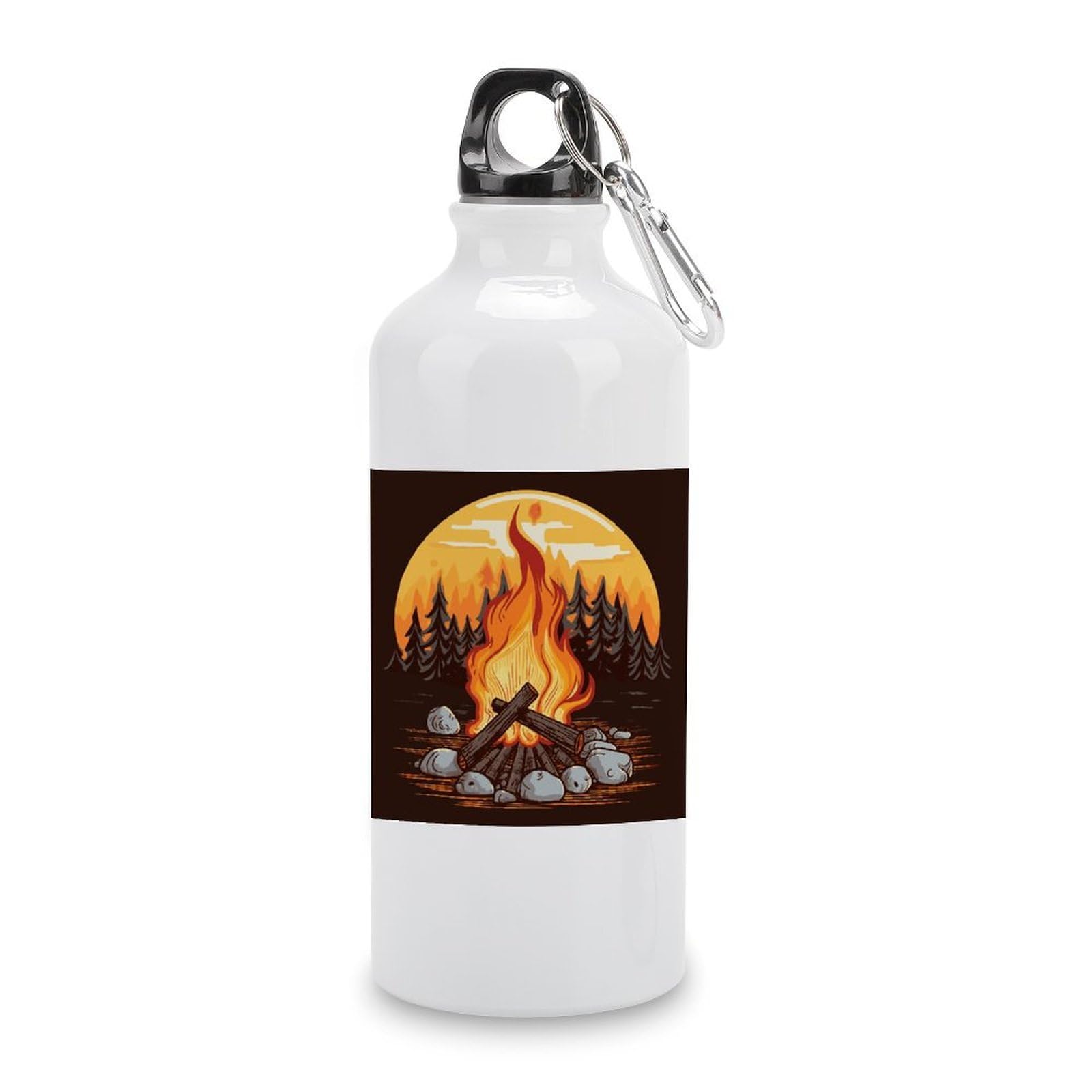 MUSM Bonfire Water Bottles Sublimation Aluminium Water Bottle with Lid&Hook Lightweight Leak Proof Travel Bottles Reusable Sports Water Bottle Hydration Flask for Outdoor