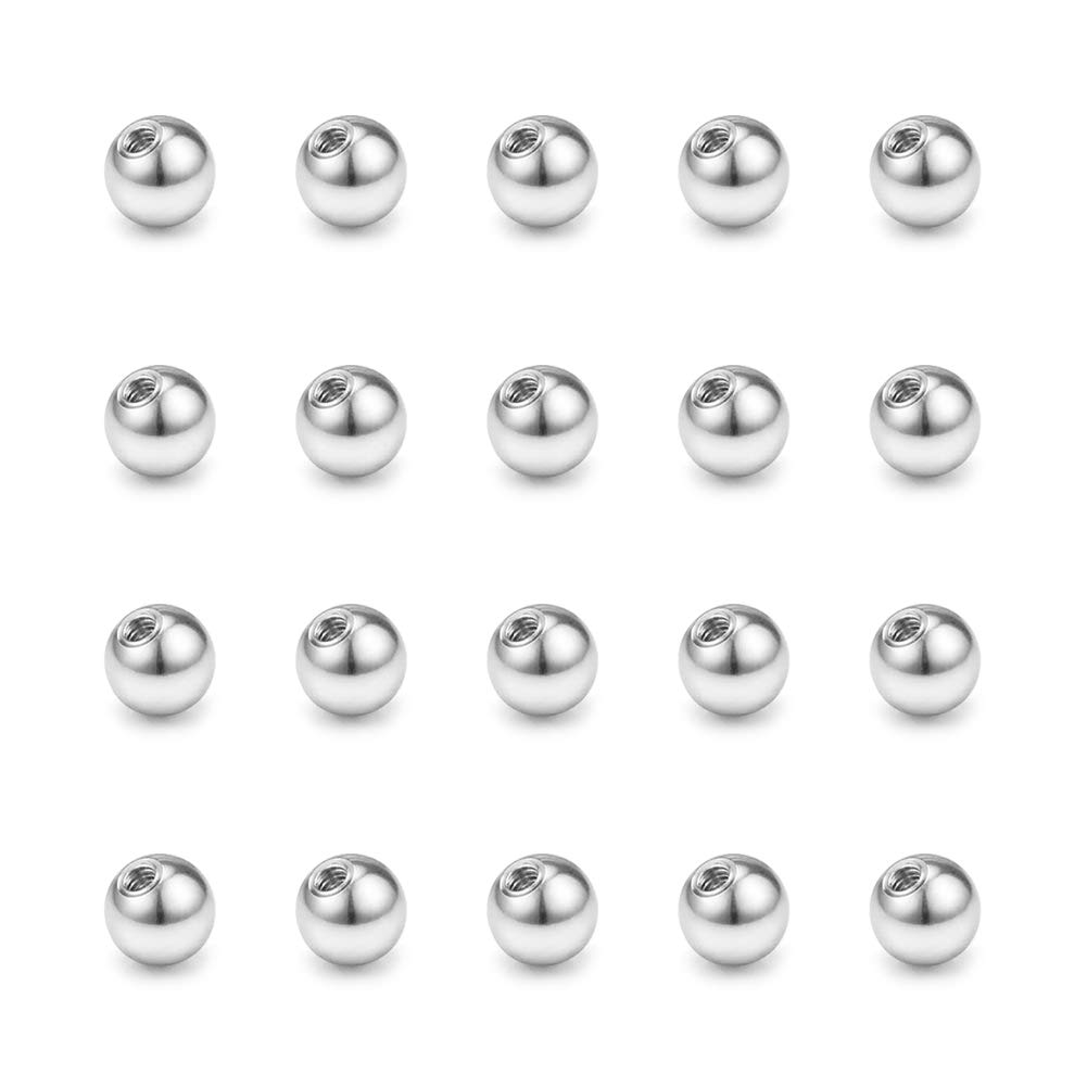 FECTAS20pcs Acero Inoxidable Piercing Bolas Plata Piezas de Repuesto Piercing Joyería(2.5/3/4/5/6/8mm)