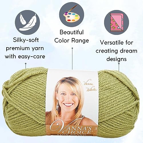 Image of Lion Brand Yarn Vanna'S Choice 860-173 Dusty Green | 3 Skeins, Same Dye Lot, Project Bag, CYC #4 Worsted, 100% Acrylic, Ideal for Crochet, Knitting Blankets, Hats, Scarves