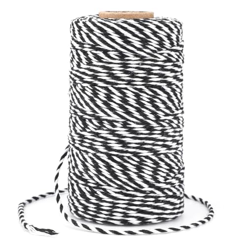 Image of jijAcraft Black and White Twine String, 328 Feet Christmas Bakers Twine String, 2MM Heavy Duty Packing String for DIY Crafts, Christmas Decoration, Gift Wrapping, Craft Wrapping
