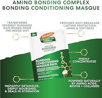 Palmer's Amino Bonding Complex Hair Mask, Intense Conditioning Masque Pack with Coconut Oil & Vitamin E, Heat Protectant, Anti Frizz, Adds Shine, Protects Hair Growth, All Hair Types, 60g