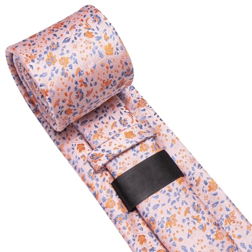 Image of Dubulle Mens Paisley Striped Tie Woven Necktie for Men and Handkerchief Cufflinks Set Wedding Formal Business