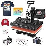 PNKKODW Heat Press 12x15 Inch 5 in 1 Shirt Press Machine 360 Degree Rotation Swing Away Digital Multifunctional Heat Transfer Machine Sublimation Printing Press Combo for T Shirts Mugs Hat Plate Cap