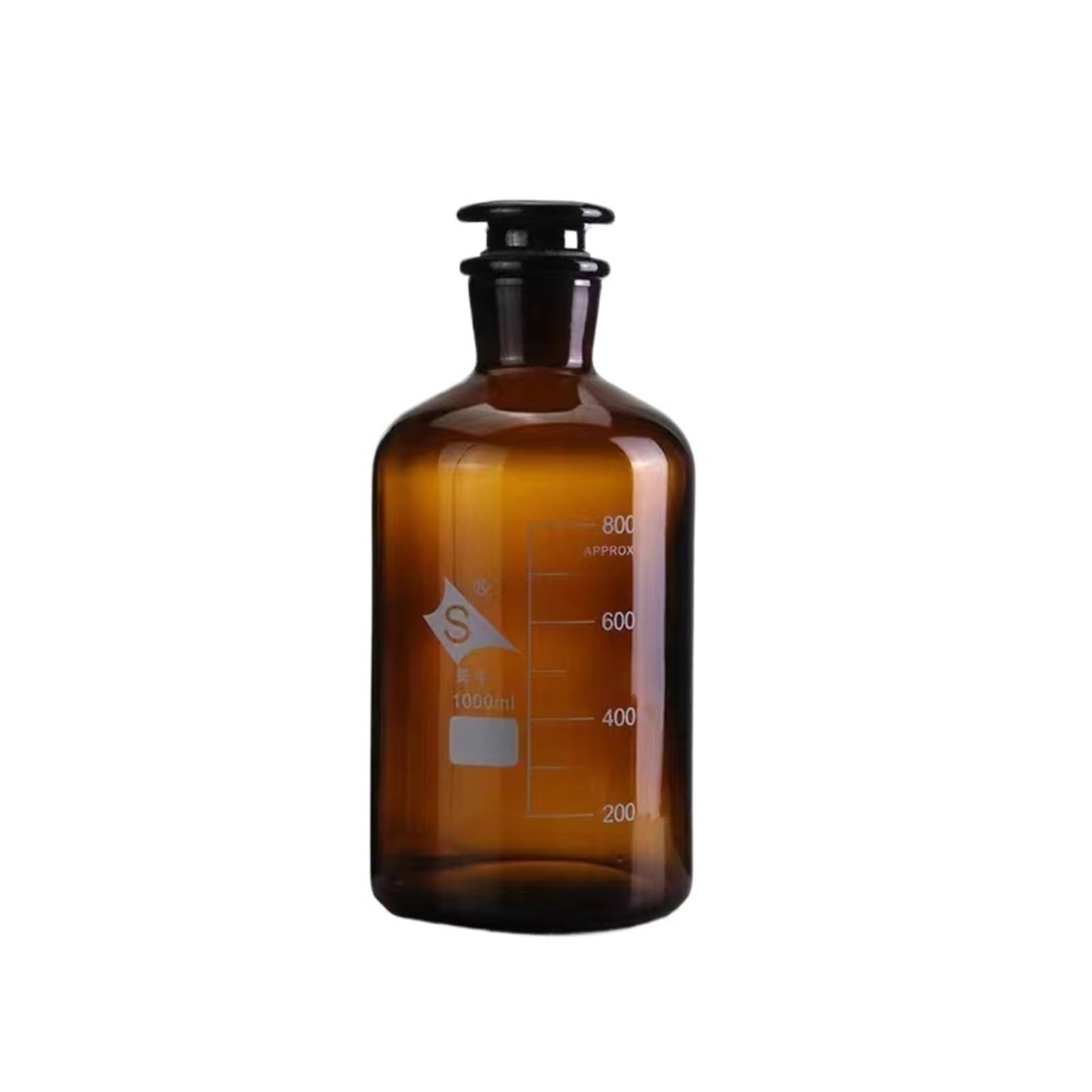 Flacone da Laboratorio a Bocca Stretta Flacone di reagente a Bocca Piccola in Vetro Comune Marrone/Trasparente con Tappo Smerigliato Fiale for Campioni da Laboratorio(1000mL Brown 1pc)