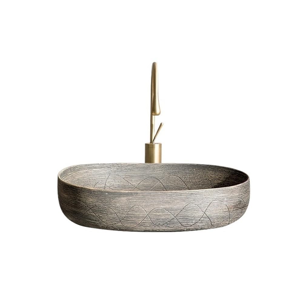 TIANQIHAO Bathroom Vessel Sink Oval Ceramic Above Counter Basin Household Wash Basin Vanity Vessel Sink