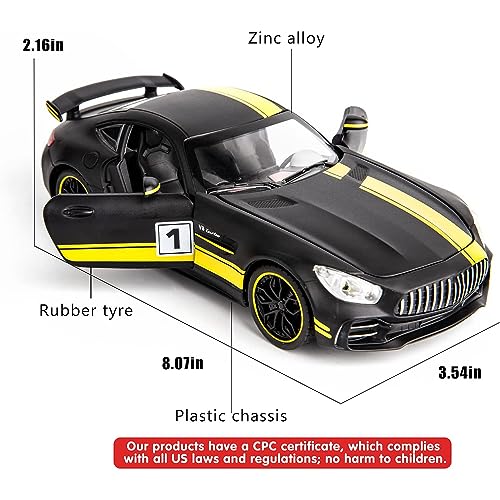 Image of DEUSON ECOM Diecast Metal Car Model 1 /24 Benz AMG GTR RB Toy Cars for Kids Boy Girl Zinc Alloy Pull Back Toy Car with Sound and Light Gift and Collectible Car - Multi Color