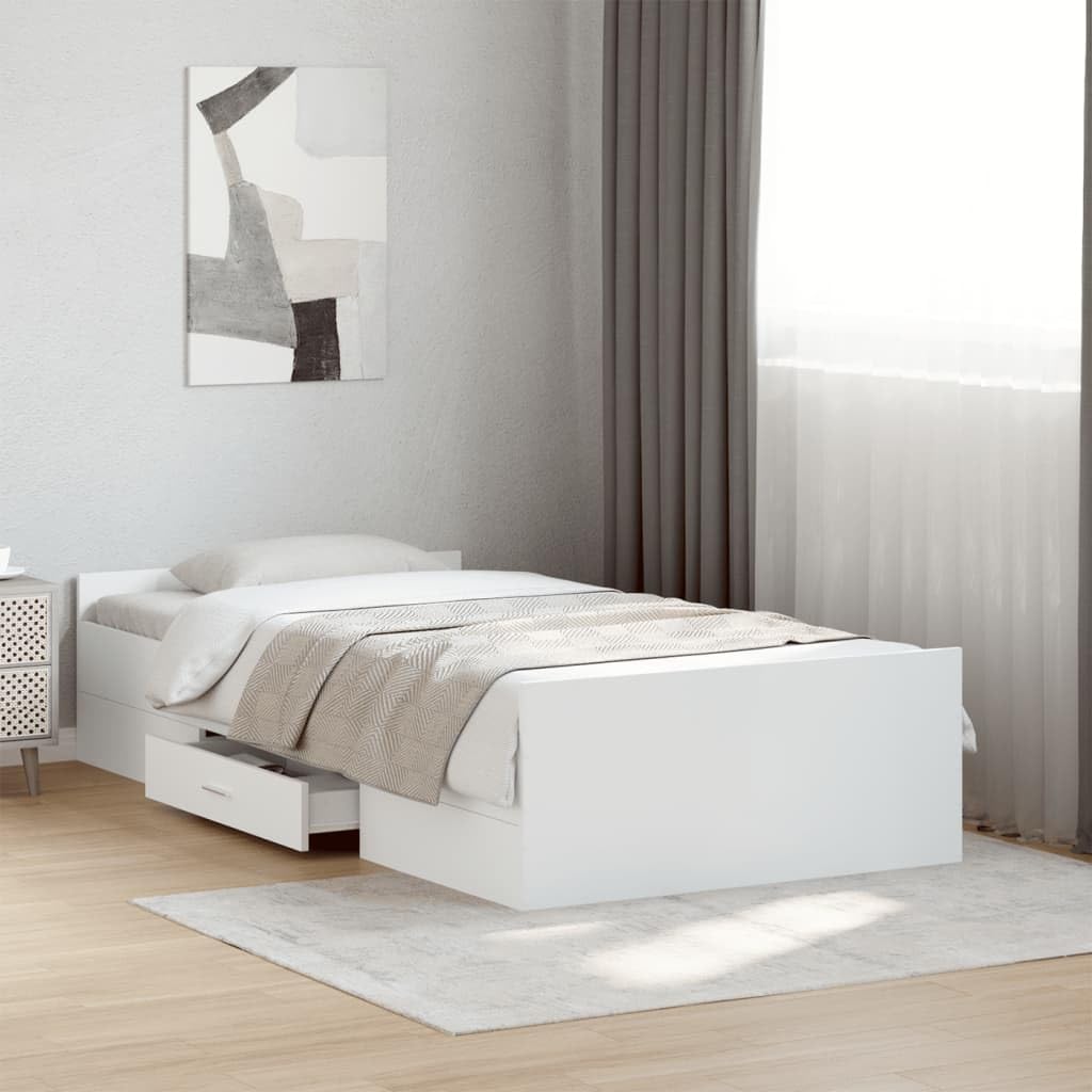 vidaXL Cama con cajones Madera de ingeniería Blanca 190x190 cm