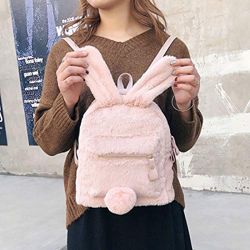 Kmiunty Faux Fur Backpack Fluffy Purse Rabbit Ears Shoulder Bag Casual Dayback #TOP5