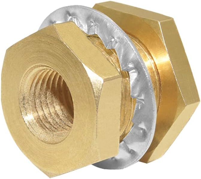 Joywayus 1/4" NPT Female 1/2" Male Brass Bulkhead Fitting (Pack of 2) | Bulk Head Pipe Fitting, Water Tank Connector Coupler, Fit for 3/4" Hole