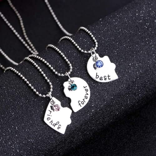 Best Friends Forever and Ever Necklace with Crystal Broken Heart Charm Pendant Set Friendship Necklace4
