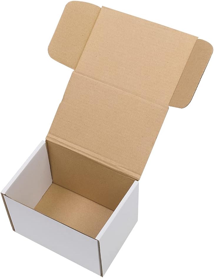 6x4x4 Inch Corrugated Shipping Boxes – Small Cardboard Boxes for Mailing, Business, and Home Storage, 50-Pack Set, White