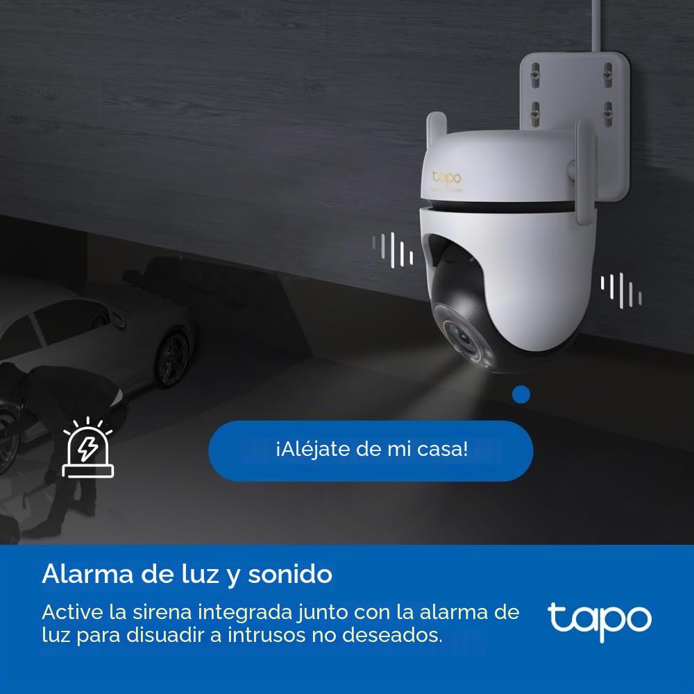 Tapo C530WS - Cámara Seguridad Exterior 360° 3K 5MP, Visión Nocturna Color, Resistencia IP66, Alarma Sonora/Luz, Detección AI, Almacenamiento Nube/SD 512GB, Audio Bidireccional (Paquete de 2)