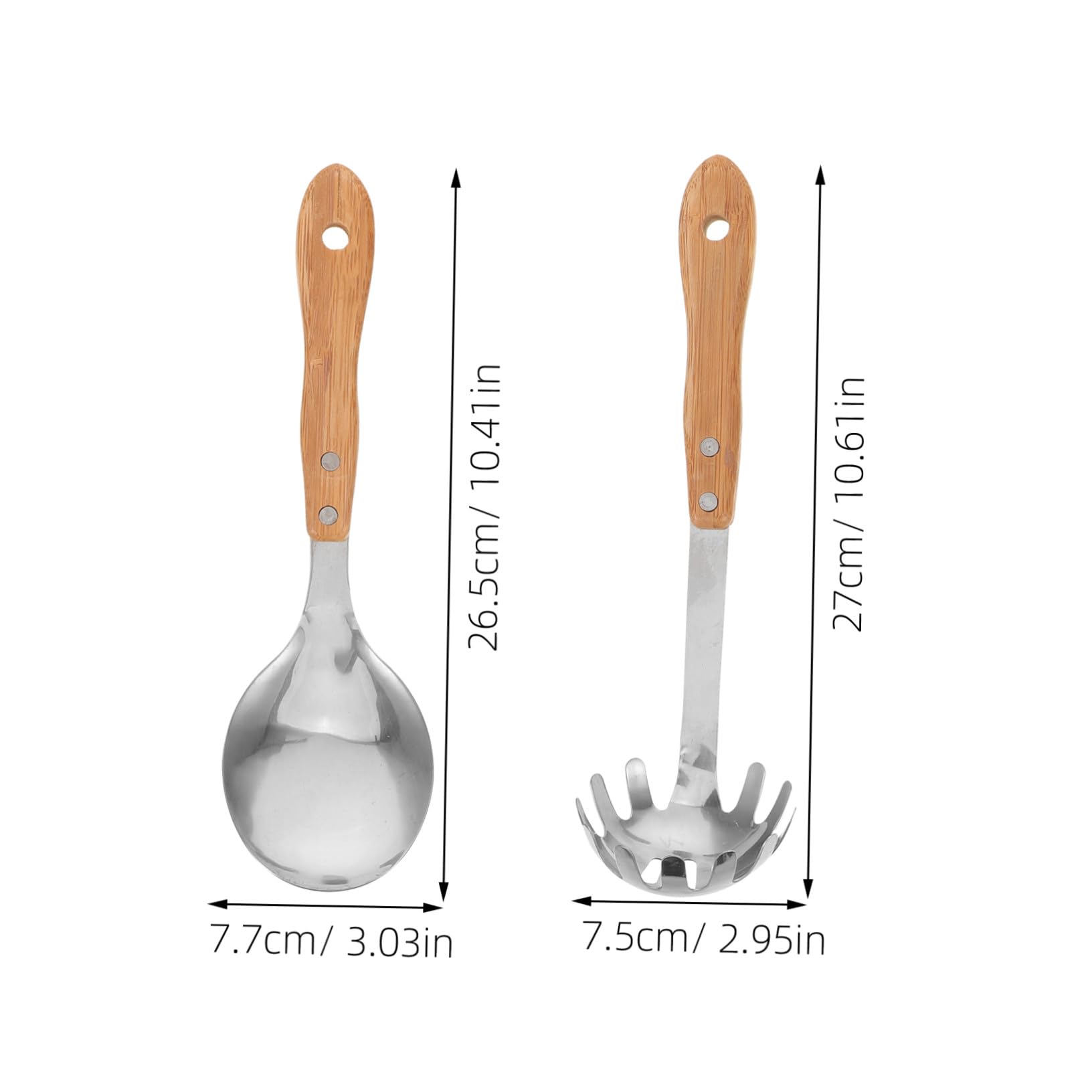 5 Piezas de Cocina Inoxidable con Mango de Cucharón para Sopa Tenedor para Pasta y Cuchara para Ensalada Resistentes al Calor para Camping y Uso Diario
