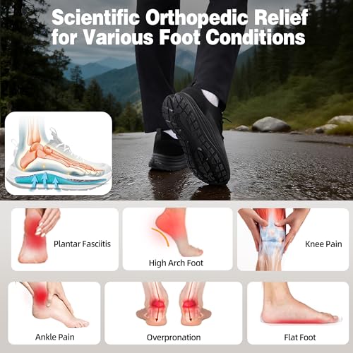 Image of OrthoComfoot Men's Wide Orthopedic Plantar Fasciitis Shoes: Comfortable High Arch Support Trail Running Shoes for Walking & Hiking, Orthotic Tennis Sneakers Relief Flat Feet, Feet Pain