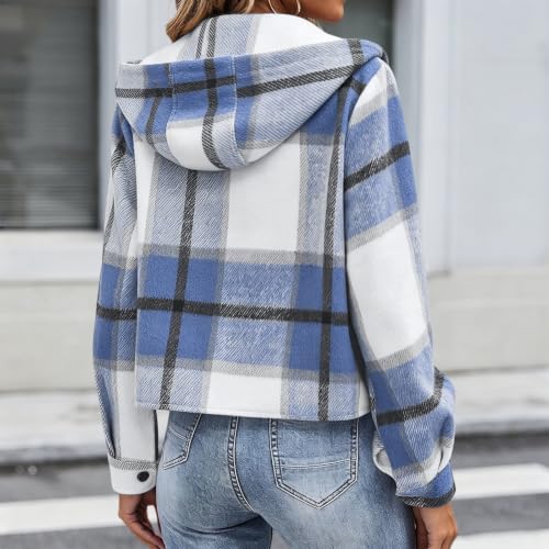 Numaller Plaid Jacket Women Button Down Long Sleeve Cropped Winter Coats - image 4