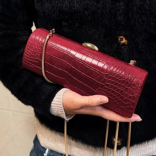 Image of Women Vegan Leather Evening Handbag Crocodile Pattern Handle Clutch Purse Cross Body Envelope Bag