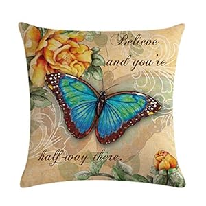 ULOVE LOVE YOURSELF Butterfly Pattern Throw Pillow Covers Vintage Style Home Decorative Cushion Cover Yellow&Pink Flowers Pillowcase 18”×18”,4Pack ULOVE LOVE YOURSELF Butterfly Pattern Throw Pillow Covers Vintage Style Home Decorative Cushion Cover YellowPink Flowers Pillowcase 18184Pack