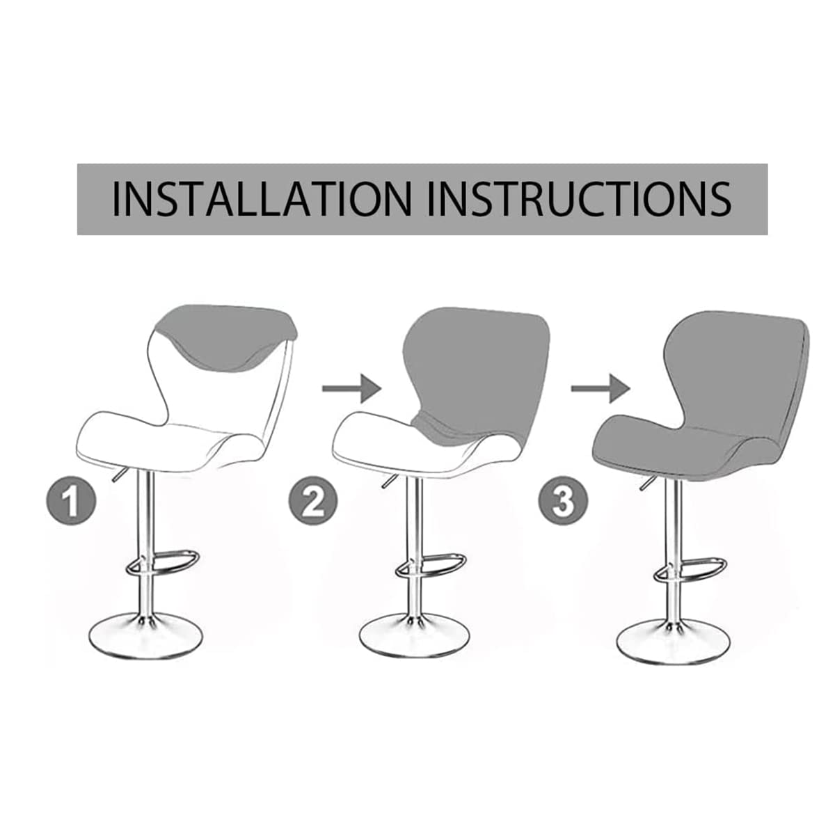 Juego de 6 fundas elásticas de terciopelo para taburetes de bar, fundas giratorias curvadas para sillas de cocina, pub, oficina y comedor, fundas protectoras de terciopelo para taburetes de bar