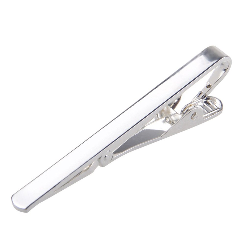 Bluelans® Mens Boys Metal Silver/Gold Tone Simple Necktie Tie Bar Clasp Clip Pin (Silver)